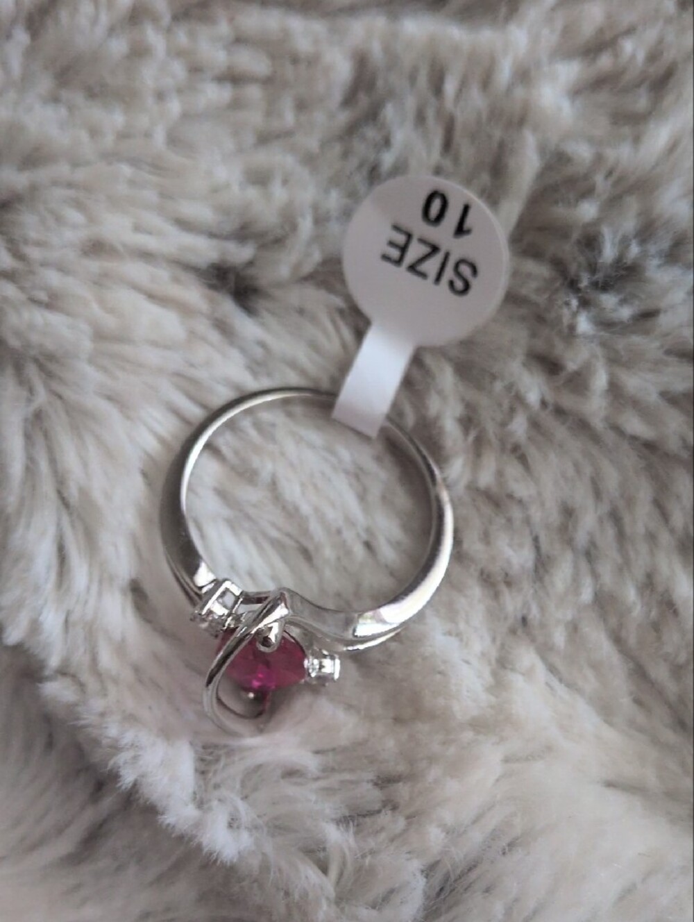 Silver Ring with Marquise Pink Stone and Clear Accents - Picture 5 of 5